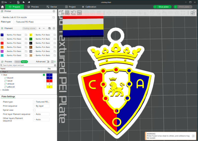 La Liga Osasuna Keychain Shield color printable and renderable 3D Print Model .c4d .max .obj .3ds .fbx .stl .blend