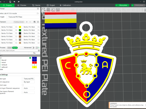 La Liga Osasuna Keychain Shield color printable and renderable 3D Print Model