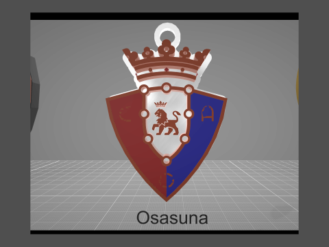 La Liga Osasuna Keychain Shield color printable and renderable 3D Print Model