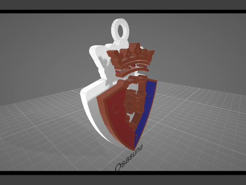 La Liga Osasuna Keychain Shield color printable and renderable 3D Print Model