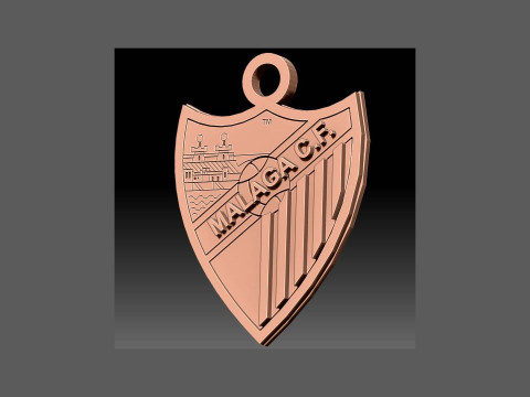 La Liga Malaga Keychain Shield color printable and renderable Modello di stampa 3D