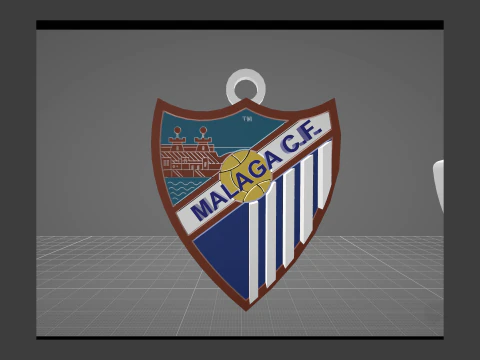 La Liga Malaga Keychain Shield color printable and renderable 3D Print Model