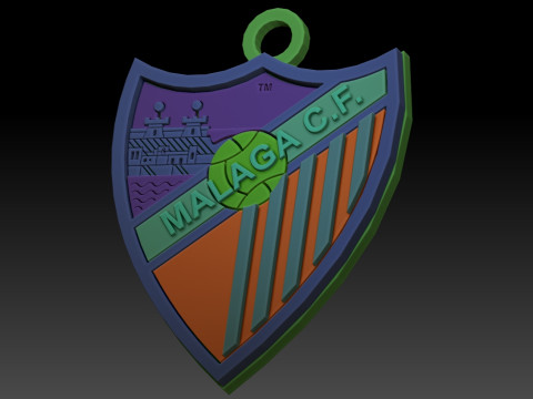 La Liga Malaga Keychain Shield color printable and renderable Modello di stampa 3D