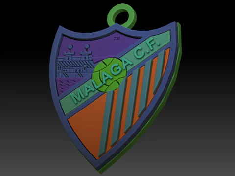 La Liga Malaga Keychain Shield color printable and renderable 3D Print Model