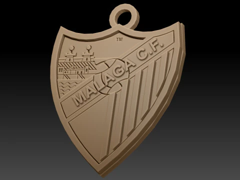 La Liga Malaga Keychain Shield color printable and renderable 3D Print Model