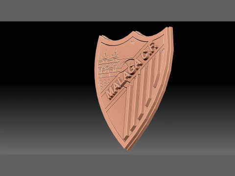 La Liga Malaga Keychain Shield color printable and renderable 3D Print Model