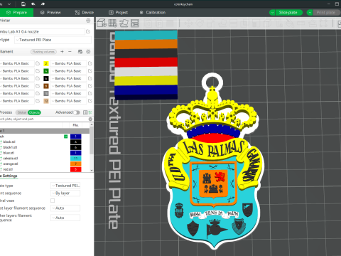 La Liga Las Palmas Keychain Shield color printable and renderable Modelo de Impressão 3D