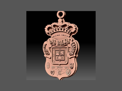 La Liga Las Palmas Keychain Shield color printable and renderable 3D 프린트 모델