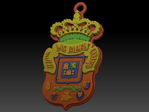 La Liga Las Palmas Keychain Shield color printable and renderable 3D 프린트 모델