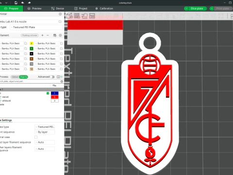 La Liga Grenade Porte-cl&eacute;s Bouclier couleur imprimable et rendu Modèles 3D en vedette