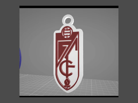 La Liga Granada Keychain Shield color printable and renderable 3D Print Model