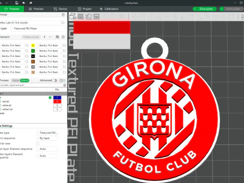 La Liga Girona Porte-cl&eacute;s Bouclier couleur imprimable et rendu Modèles 3D en vedette
