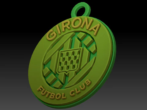 La Liga Girona Keychain Shield color printable and renderable 3D Print Model