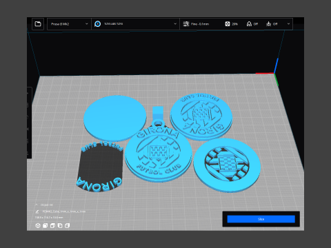 La Liga Girona Keychain Shield color printable and renderable 3D 프린트 모델