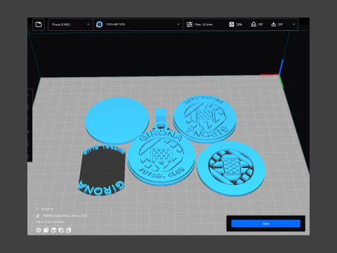 La Liga Girona Keychain Shield color printable and renderable 3D Print Model