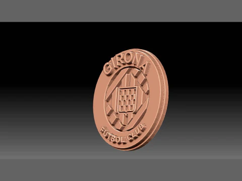 La Liga Girona Keychain Shield color printable and renderable 3D Print Model