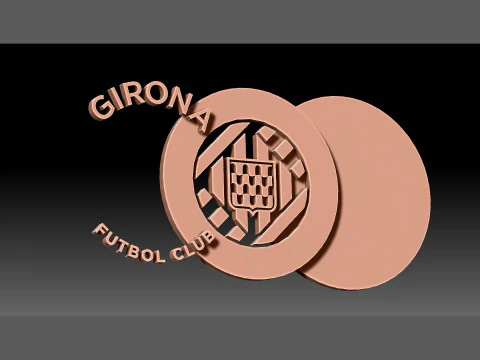 La Liga Girona Keychain Shield color printable and renderable 3D Print Model
