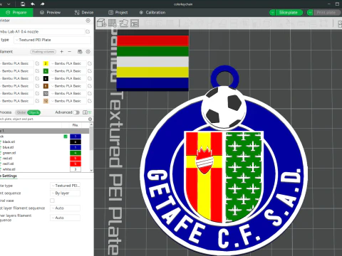 La Liga Getafe Porte-cl&eacute;s Bouclier couleur imprimable et rendu Modèles 3D en vedette
