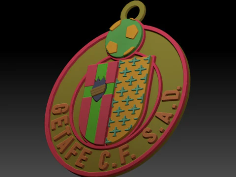 La Liga Getafe Keychain Shield color printable and renderable 3D Print Model