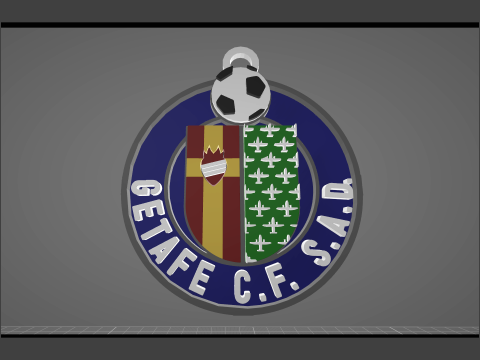 La Liga Getafe Keychain Shield color printable and renderable 3Dプリントモデル