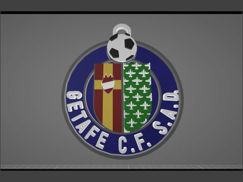 La Liga Getafe Keychain Shield color printable and renderable 3D Print Model