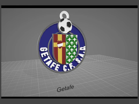 La Liga Getafe Keychain Shield color printable and renderable 3D Print Model