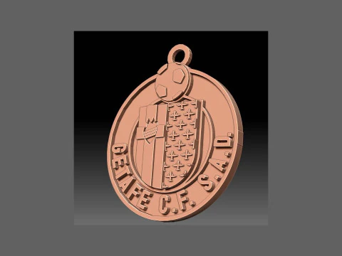 La Liga Getafe Keychain Shield color printable and renderable 3D Print Model