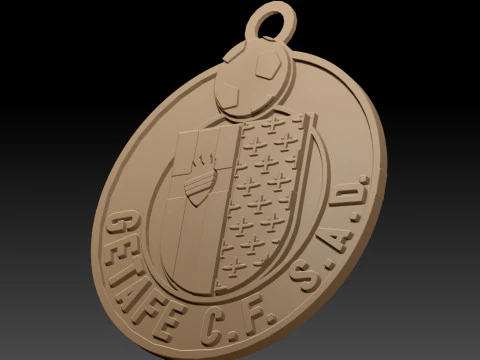 La Liga Getafe Keychain Shield color printable and renderable 3D Print Model