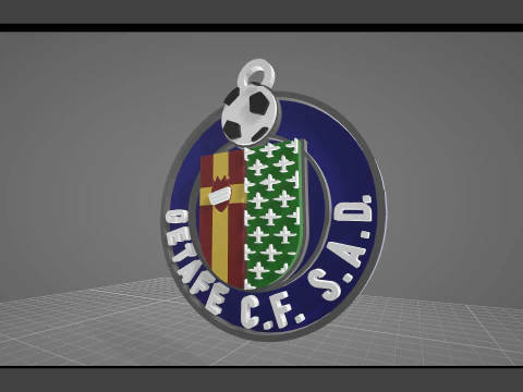 La Liga Getafe Keychain Shield color printable and renderable 3D Print Model