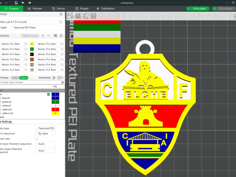 La Liga Elche Club Keychain Shield color printable and renderable Modelo de impresión 3D