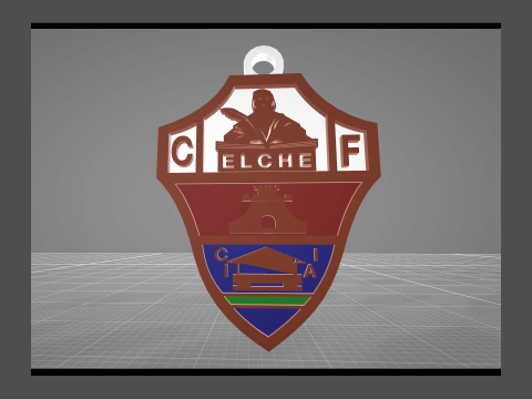 La Liga Elche Club Keychain Shield color printable and renderable 3D Принт Модель