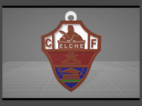 La Liga Elche Club Keychain Shield color printable and renderable 3D Принт Модель