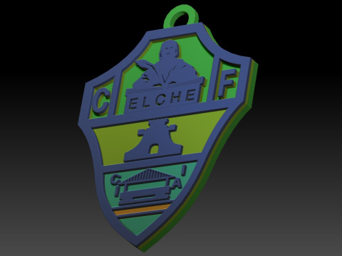 La Liga Elche Club Keychain Shield color printable and renderable 3D Принт Модель