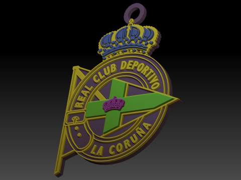 La Liga Deportivo La Coruna Keychain Shield color printable and renderable Modelo de Impressão 3D
