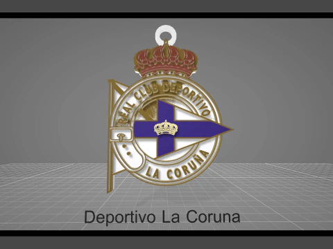 La Liga Deportivo La Coruna Keychain Shield color printable and renderable 3D Print Model