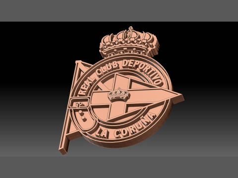 La Liga Deportivo La Coruna Keychain Shield color printable and renderable Modelo de Impressão 3D