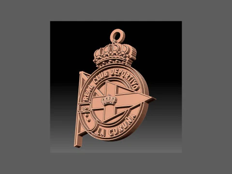 La Liga Deportivo La Coruna Keychain Shield color printable and renderable 3D Print Model