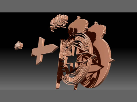 La Liga Deportivo La Coruna Keychain Shield color printable and renderable Modelo de Impressão 3D