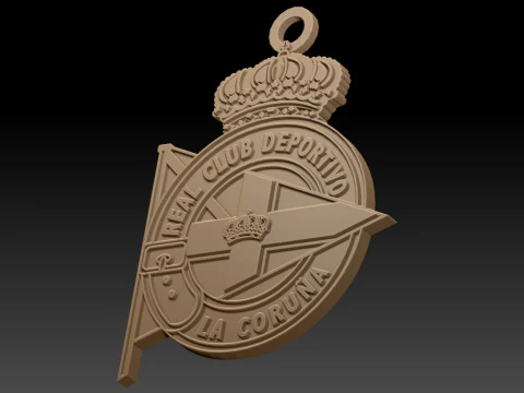 La Liga Deportivo La Coruna Keychain Shield color printable and renderable 3D Print Model