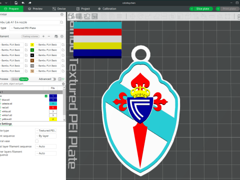 La Liga Celta Vigo Keychain Shield color printable and renderable 3D 프린트 모델
