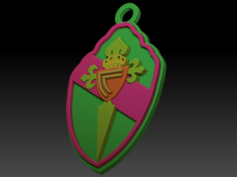 La Liga Celta Vigo Keychain Shield color printable and renderable 3D-Druckmodell