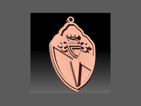 La Liga Celta Vigo Keychain Shield color printable and renderable 3D-Druckmodell