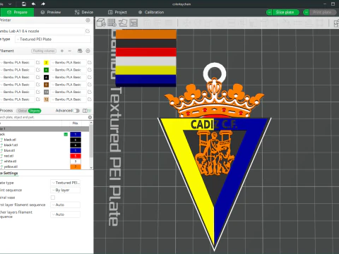 La Liga Cdiz CF Porte-cl&eacute;s Bouclier couleur imprimable et rendu Modèles 3D en vedette