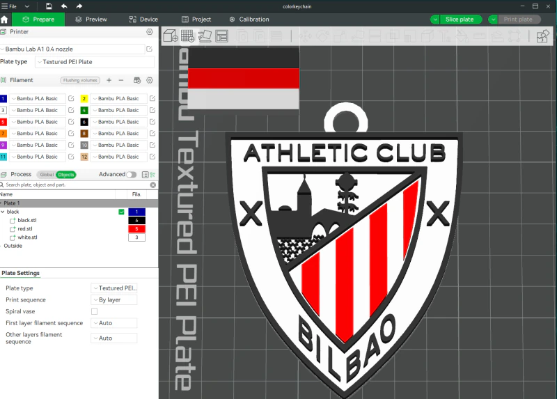 Tarcza do kluczy La Liga Athletic Bilbao w kolorze do wydrukowania i renderowania Model do druku 3D .c4d .max .obj .3ds .fbx .stl .blend 