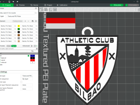 La Liga Athletic Bilbao Keychain Shield color printable and renderable 3D 프린트 모델