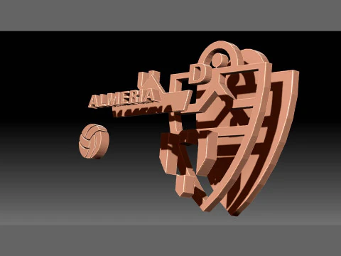 La Liga Almeria Keychain Shield colorido para impress&atilde;o e renderiza&ccedil;&atilde;o Modelo de Impressão 3D