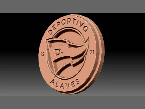 La Liga Alaves Keychain Shield color printable and renderable 3D Print Model
