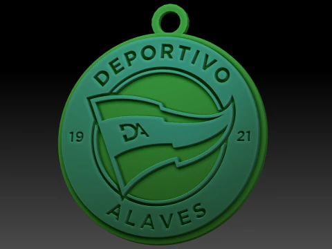 La Liga Alaves Keychain Shield color printable and renderable 3D Print Model