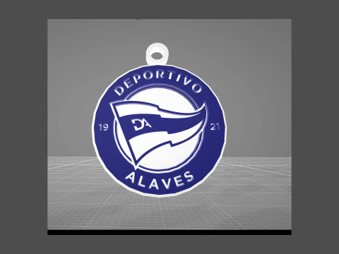 La Liga Alaves Keychain Shield color printable and renderable 3D Print Model