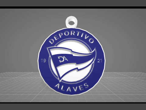 La Liga Alaves Keychain Shield color printable and renderable 3D Print Model